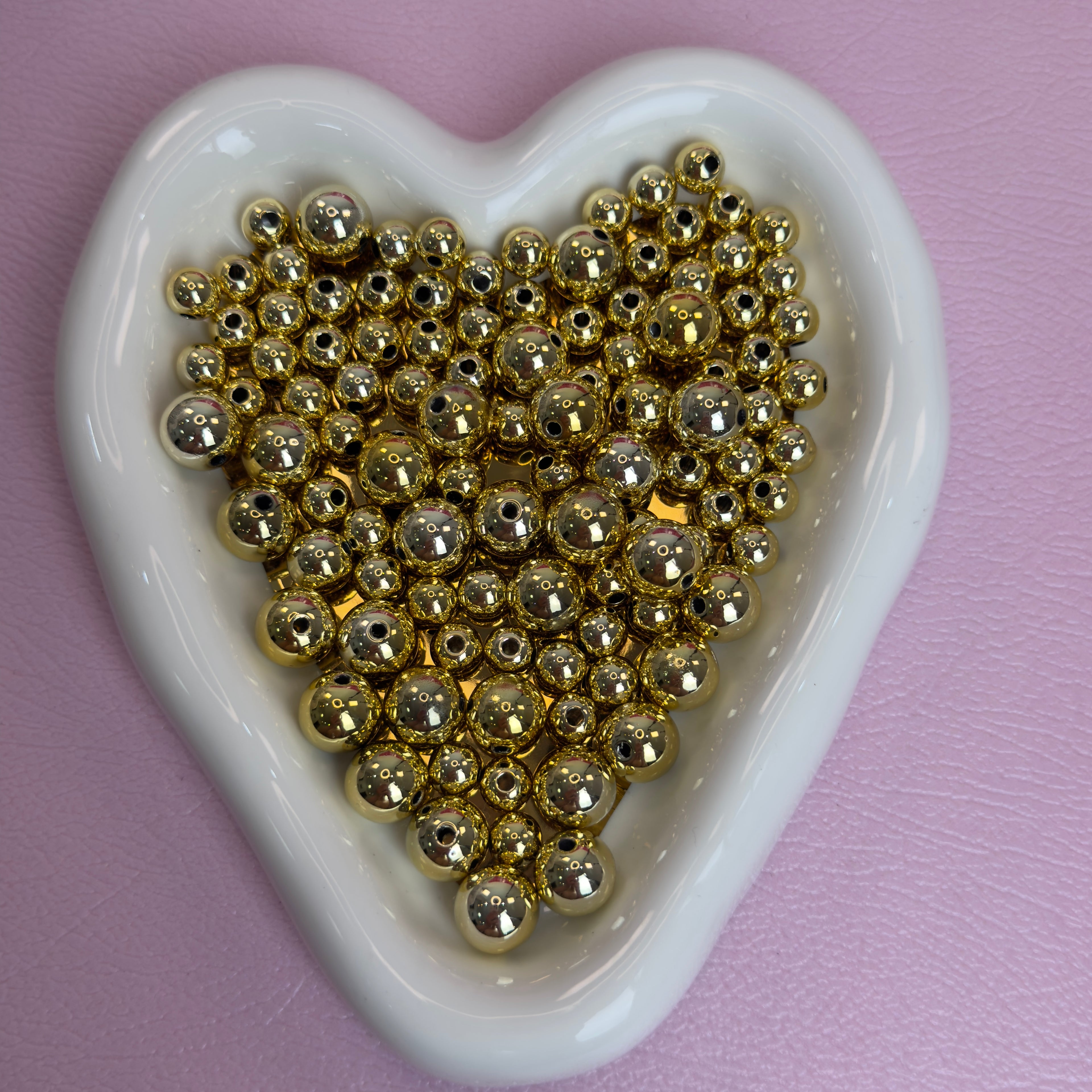 8mm & 12mm Mixed Gold Acrylic Spacer Beads（for beadable pens ,keychains,phonechains)