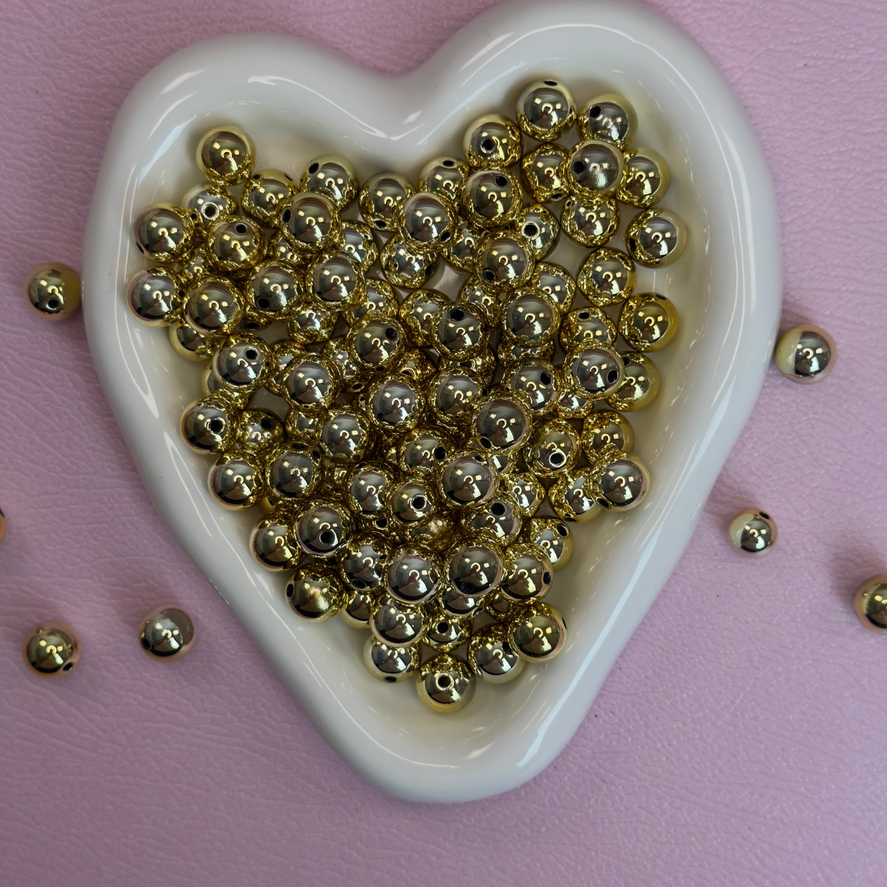 8mm & 12mm Mixed Gold Acrylic Spacer Beads（for beadable pens ,keychains,phonechains)