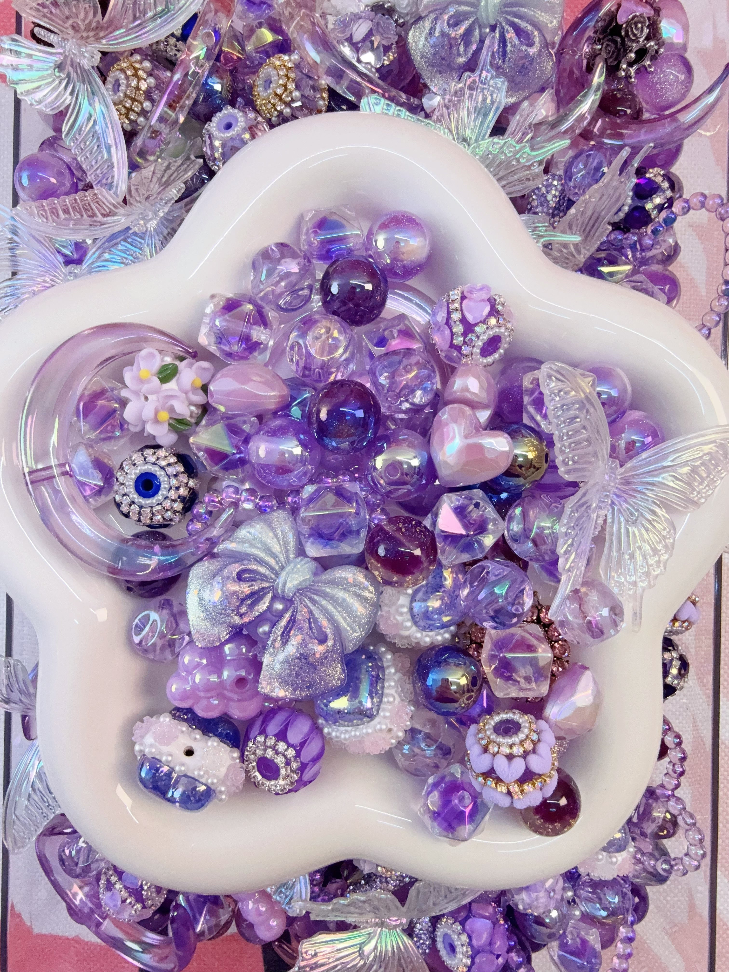 Acrylic beads â€?Purple Whisper for beadable pens, keychains, phone chains